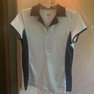 Izod Golf/Leisure, Size Small, White with Black and Blue Accent